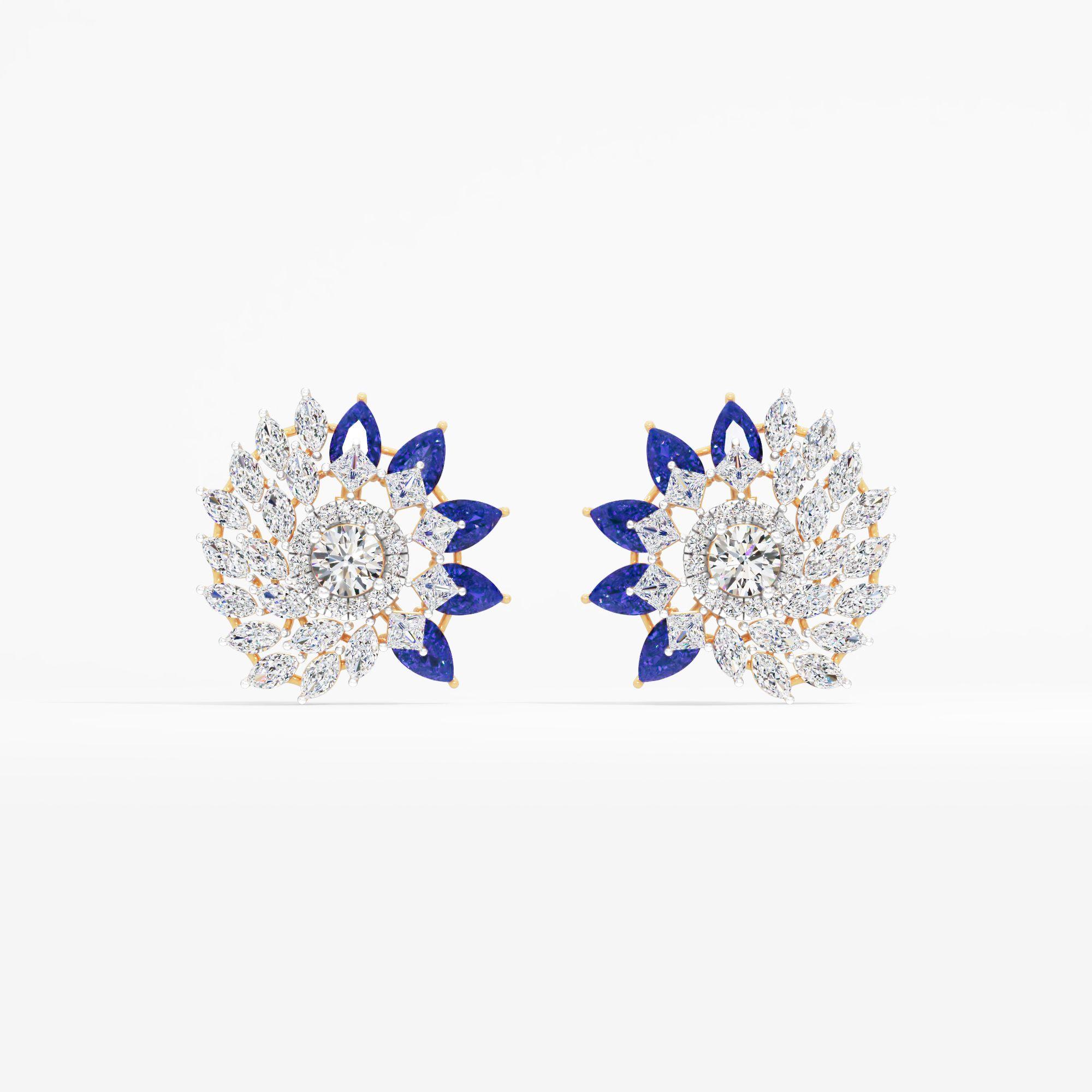 Spiral Sapphire Stud Earrings