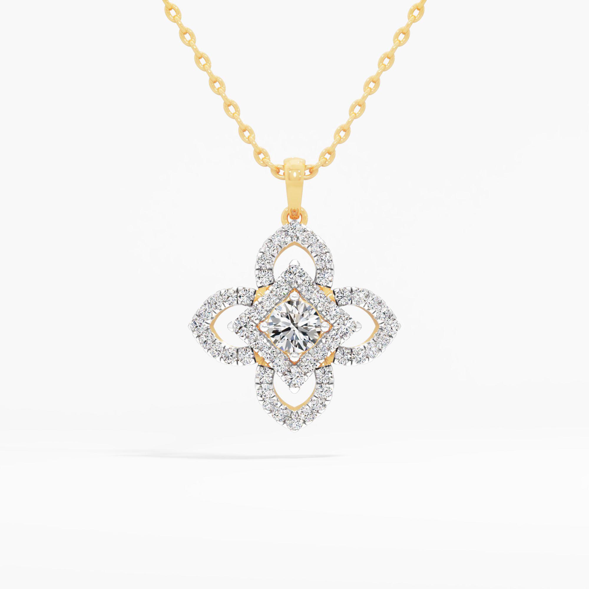Blossom Square Solitaire Pendant