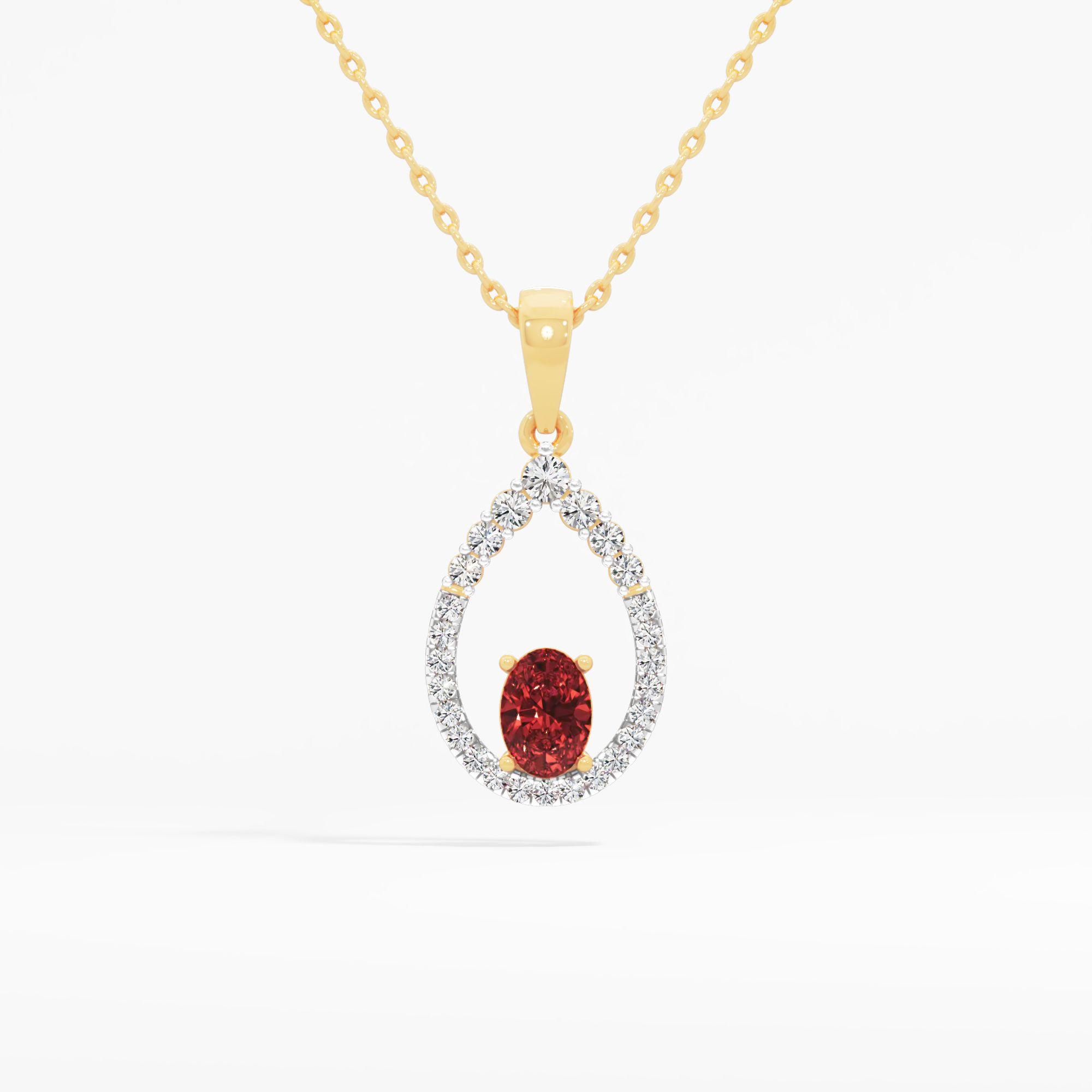 Radiant Ruby Teardrop Diamond Pendant