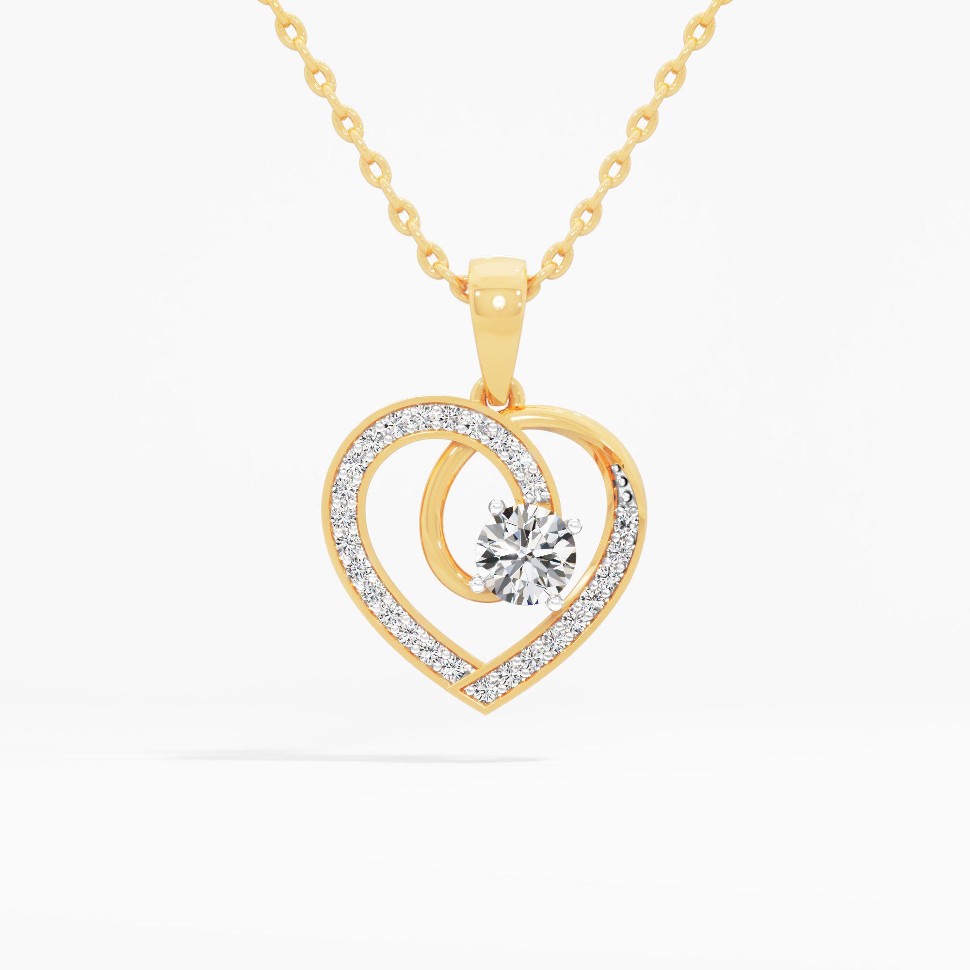 Twirl Heart Solitaire Diamond Pendant