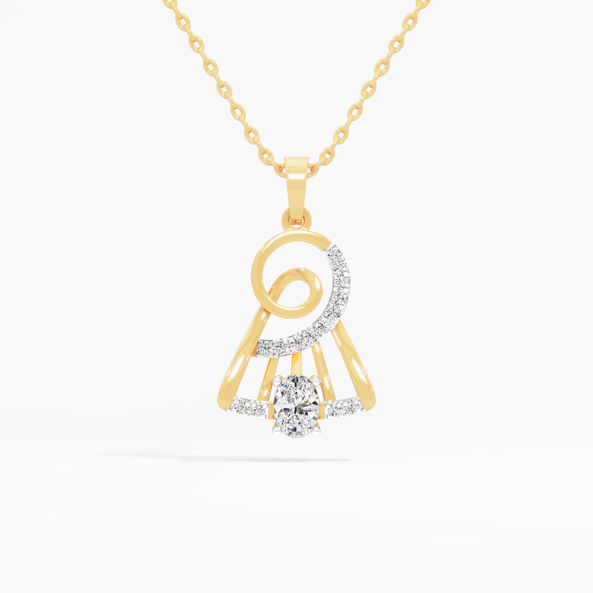 Celestia Oval Spiral Diamond Pendant