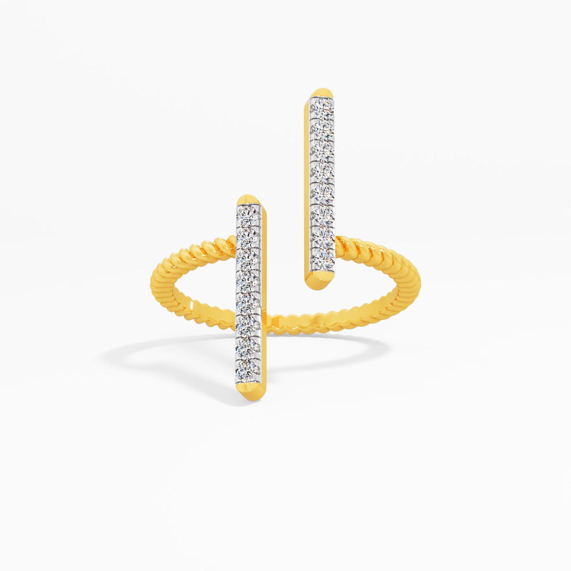 Beaded Split Bar Diamond Ring