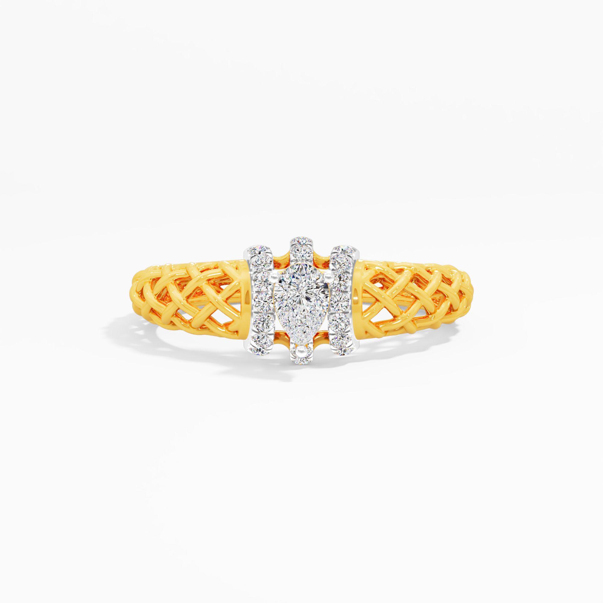 Woven Pear Accents Diamond Ring