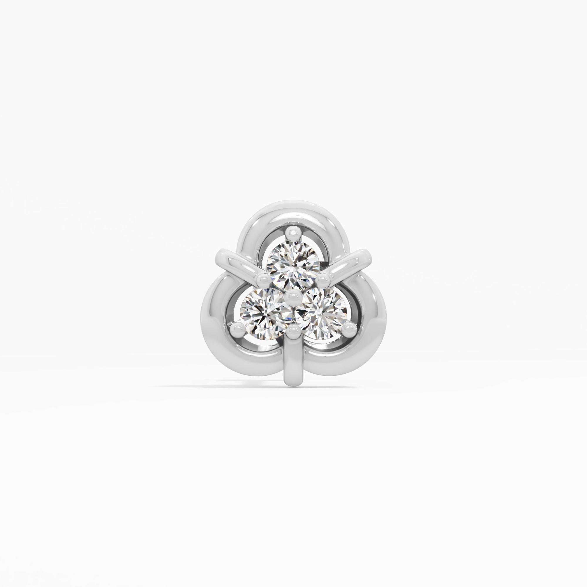 Heritage Galore 3 Stone Cluster Nose Pin 18k White Gold 0.04ct