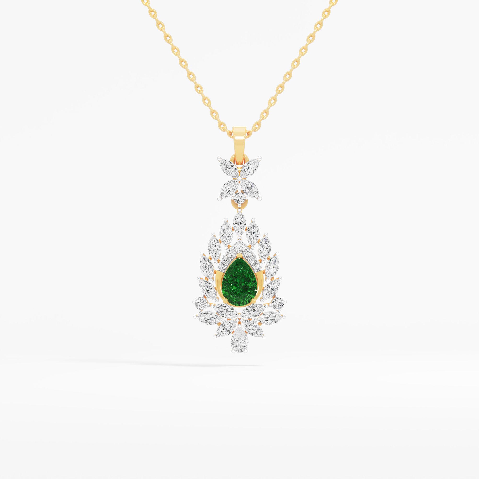 Crowned Emerald Flame Pendant 9k Yellow Gold 0.70ct