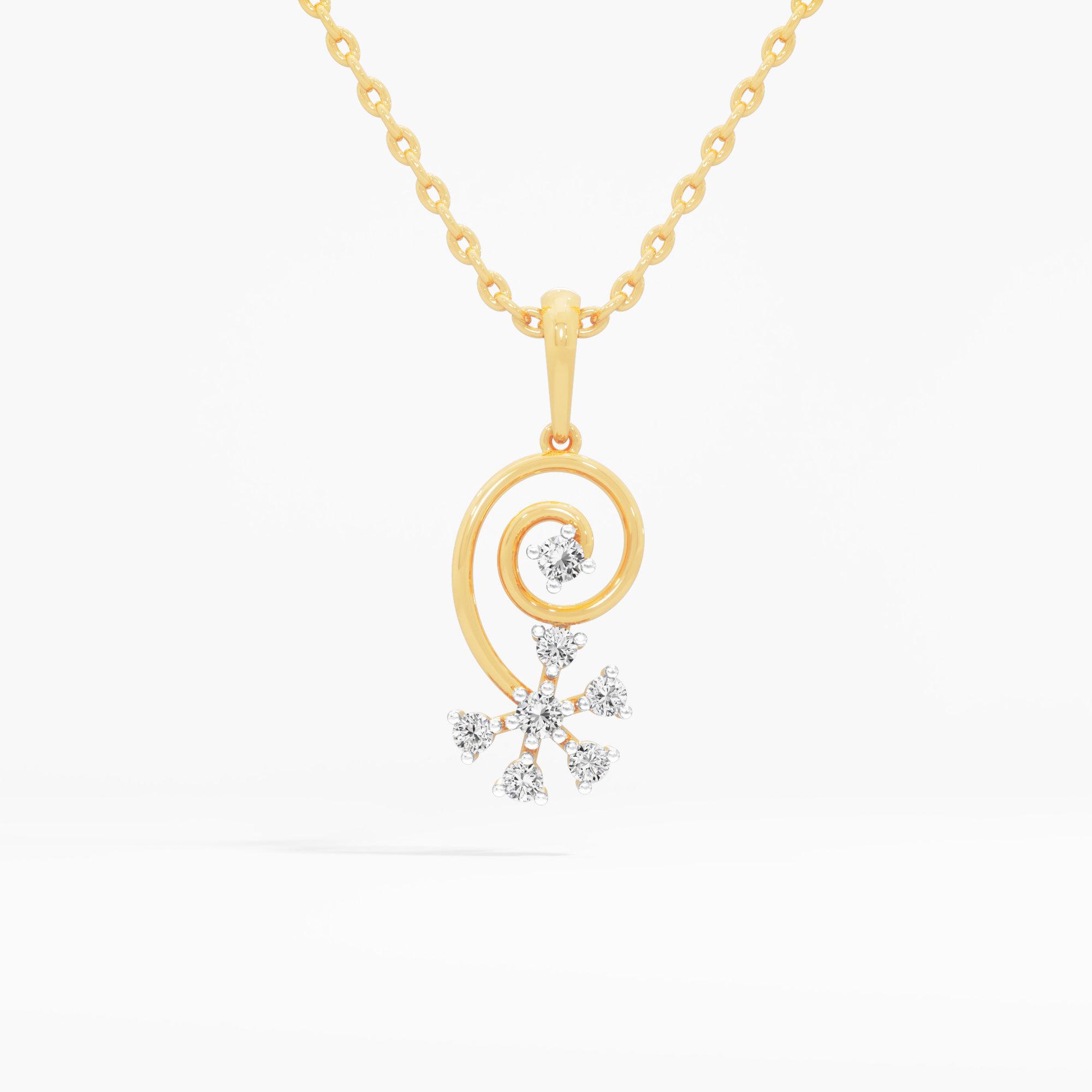 Glimmering Spiral Drops Pendants | Pendant Only (Chain Sold Separately) in 9KT Yellow Gold (Diamond Quality: EF-VVS VS)