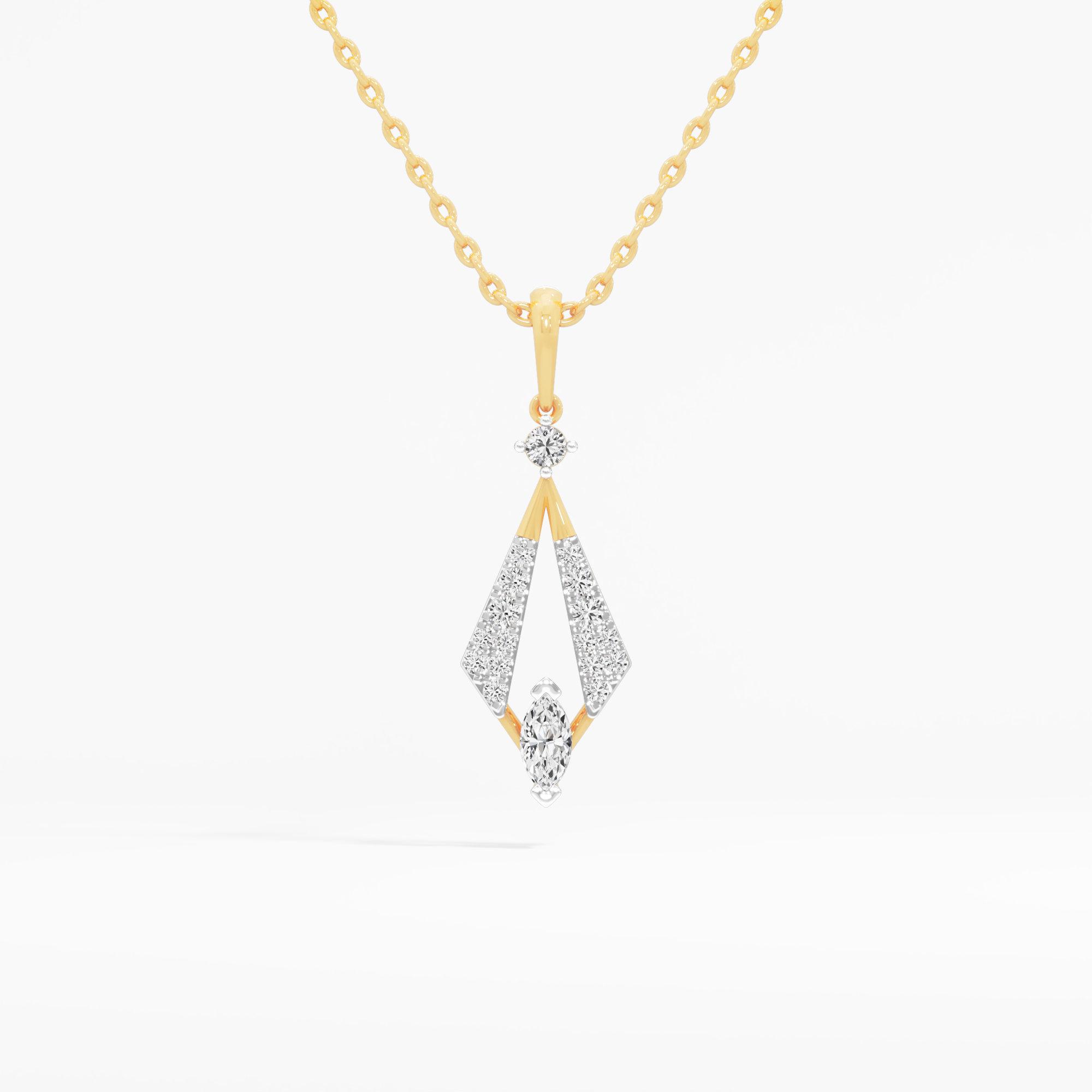 Glimmering Rhombus Drops Pendants | Chain Available Separately in 9KT Yellow Gold (Diamond Quality: FG-VVS VS)
