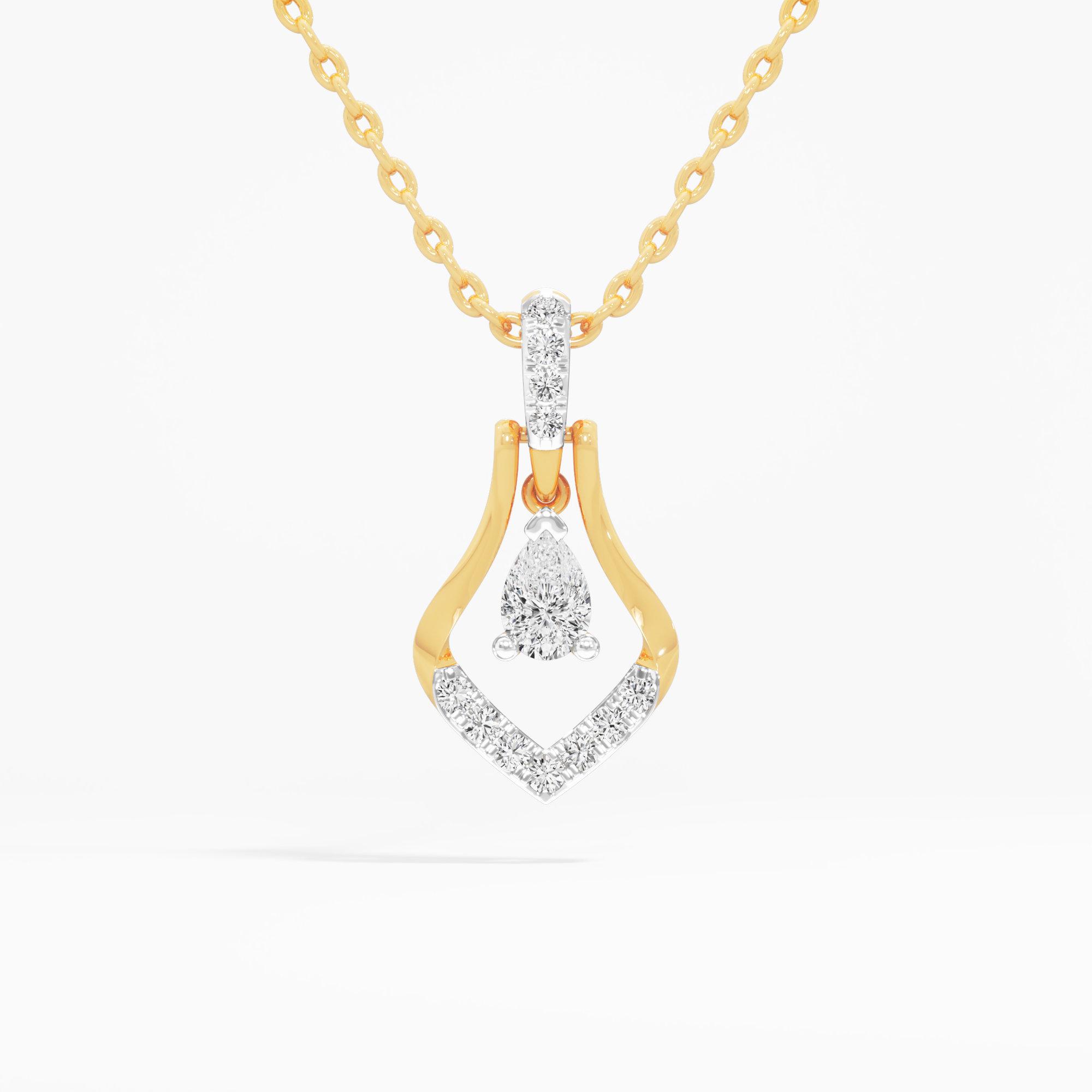Fluid Radiance Drops Pendants | Standalone Pendant in 9KT Yellow Gold (Diamond Quality: FG-VVS VS)