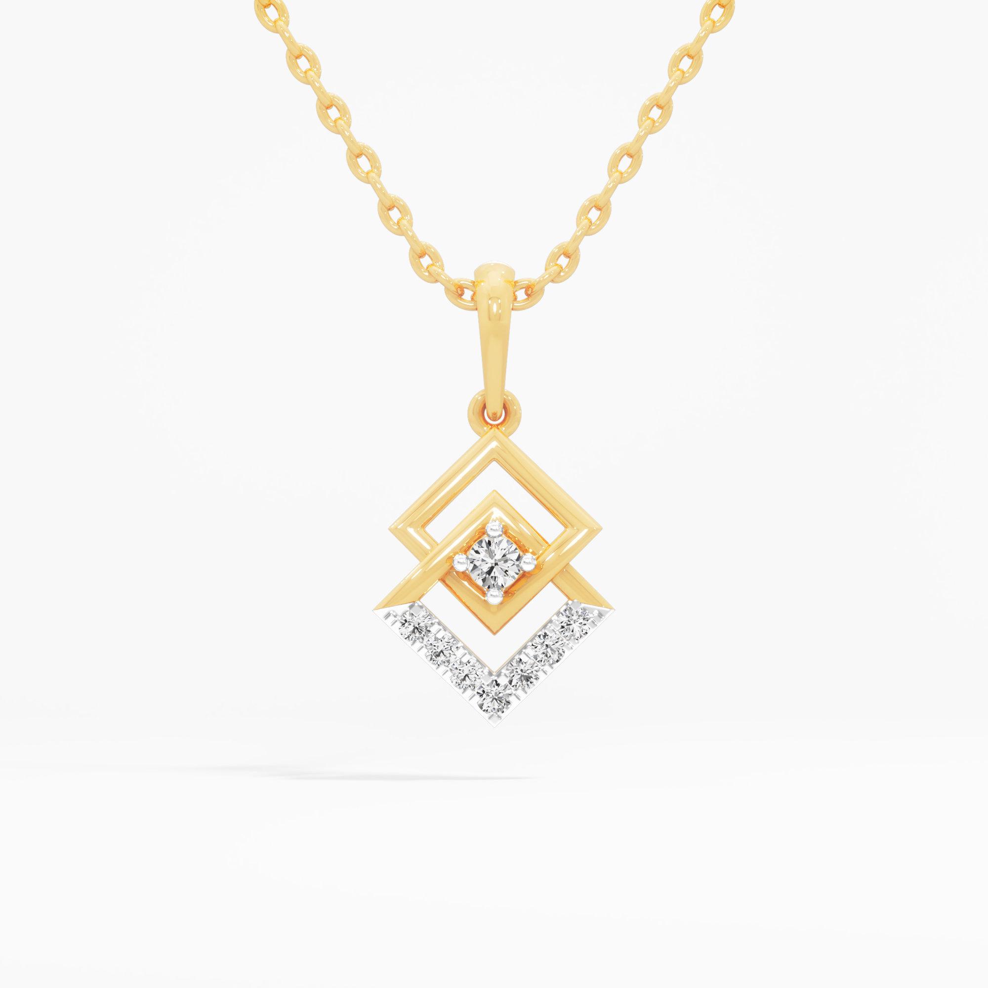 Geometric Glow Drops Pendants | Individual Pendant in 9KT Yellow Gold (Diamond Quality: EF-VVS VS)