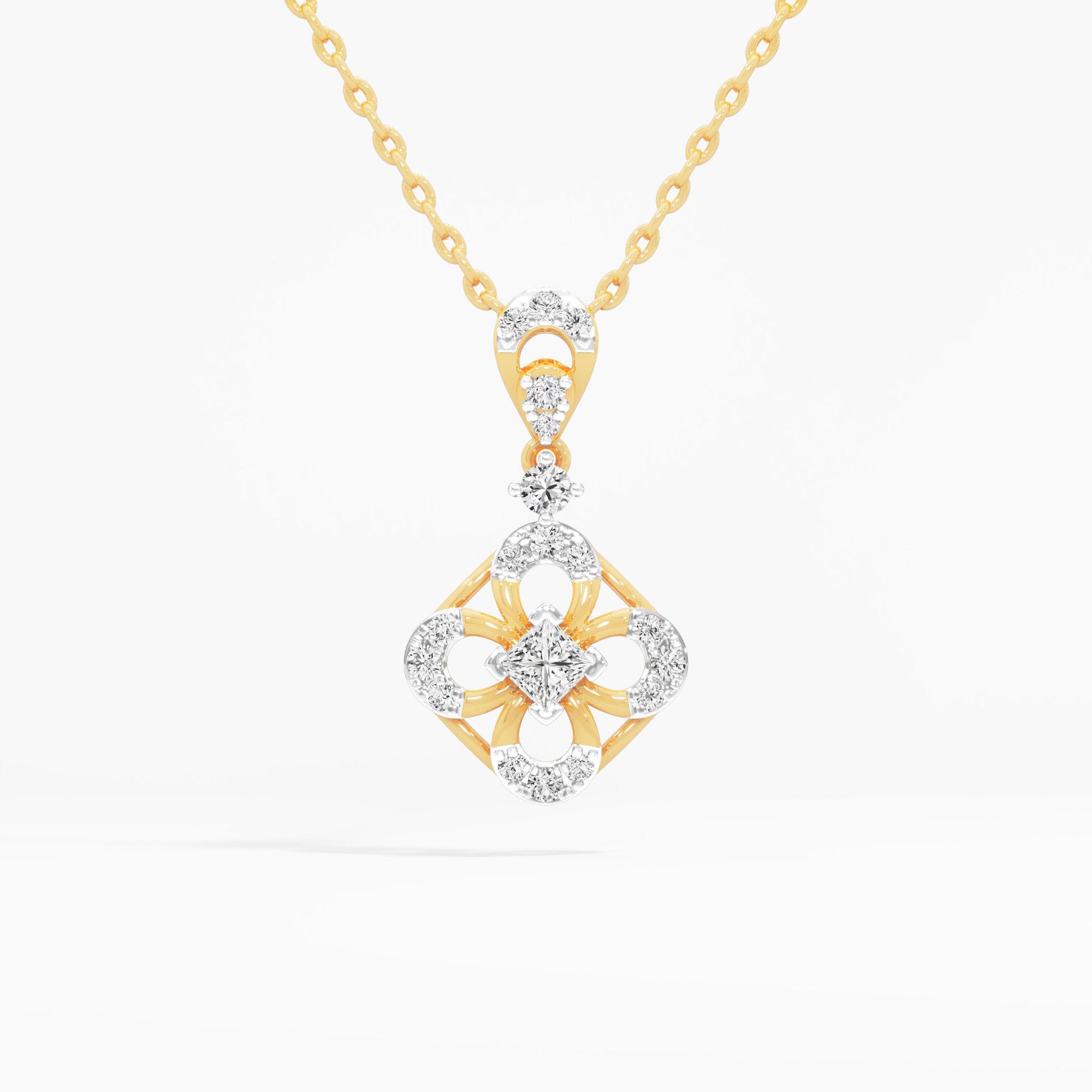 Gilded Bloom Diamond Pendant | Pendant Only (Chain Sold Separately) in 9KT Yellow Gold (Diamond Quality: FG-VVS VS)