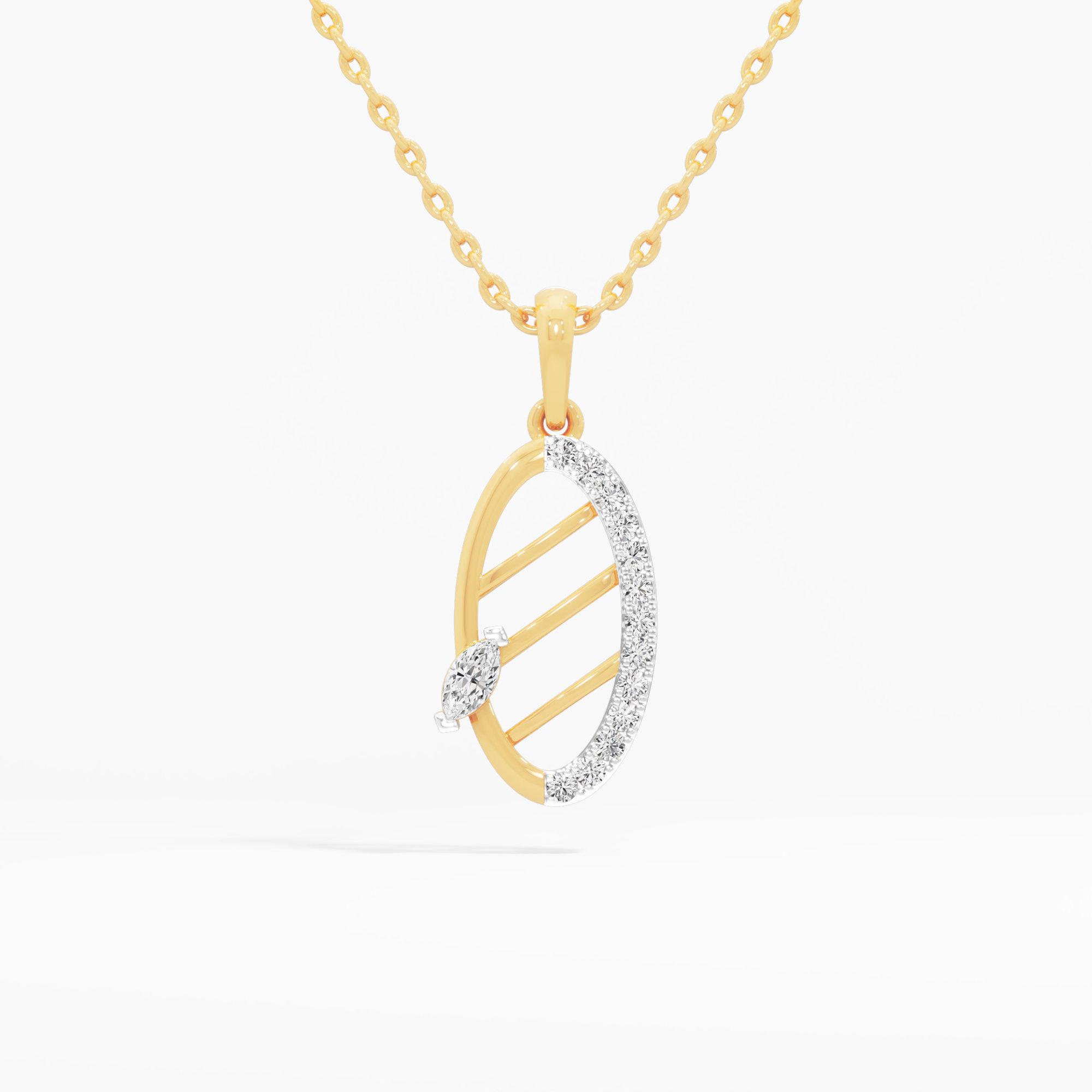 Glimmering Quill Charms Pendants | Individual Pendant in 9KT Yellow Gold (Diamond Quality: FG-VVS VS)