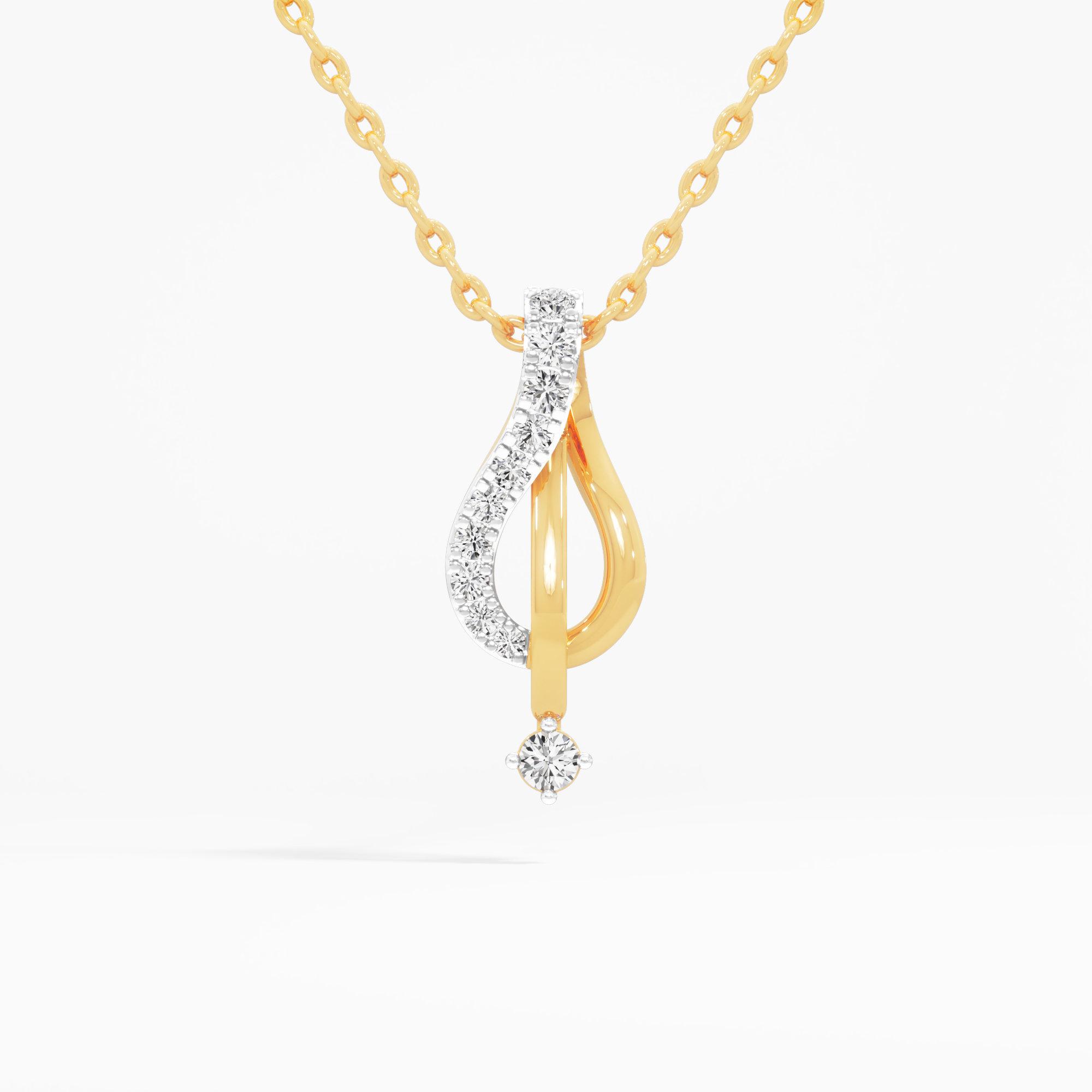 Serene Arc Drops Pendants | Individual Pendant in 9KT Yellow Gold (Diamond Quality: EF-VVS VS)
