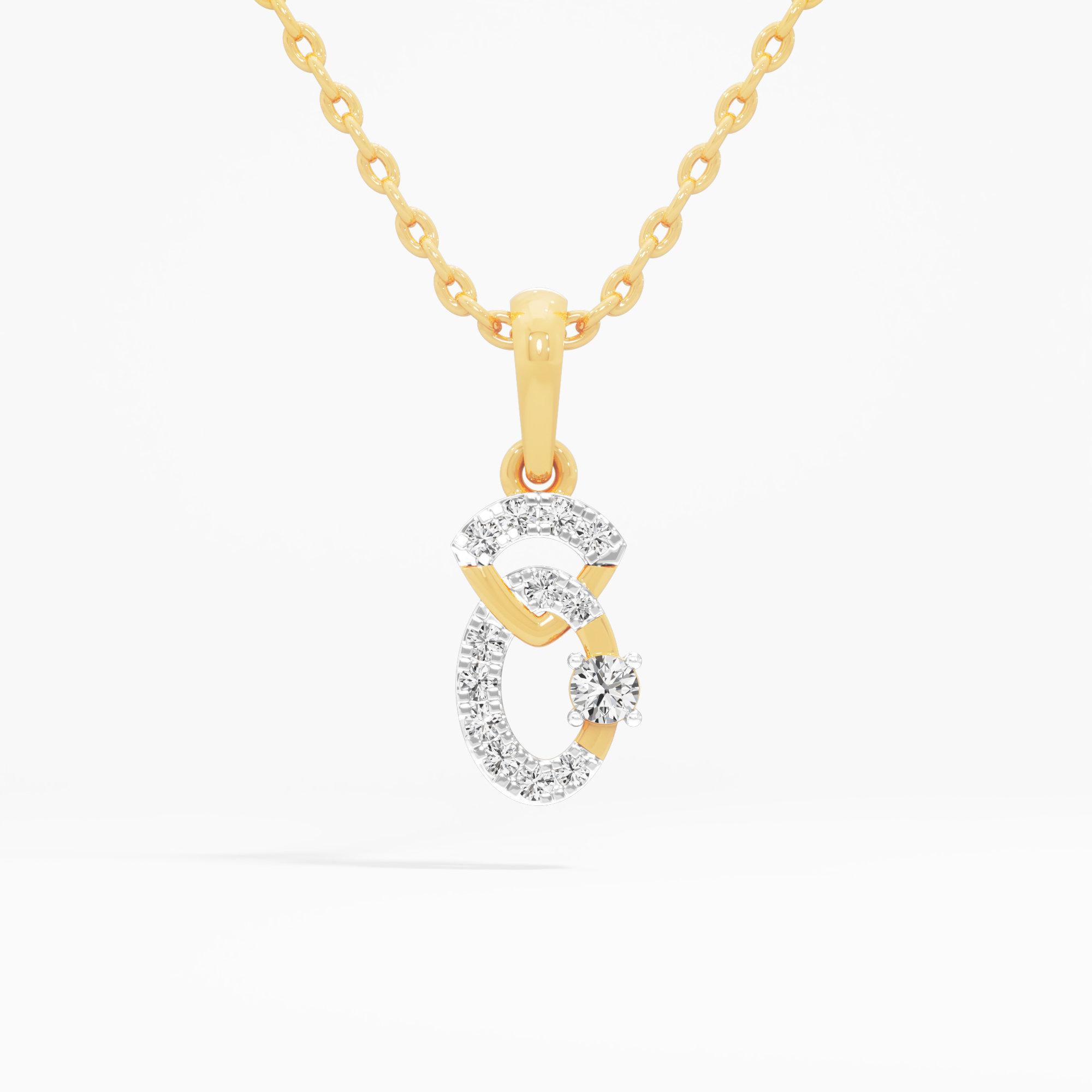 Graceful Curve Charms Pendants | Individual Pendant in 9KT Yellow Gold (Diamond Quality: EF-VVS VS)