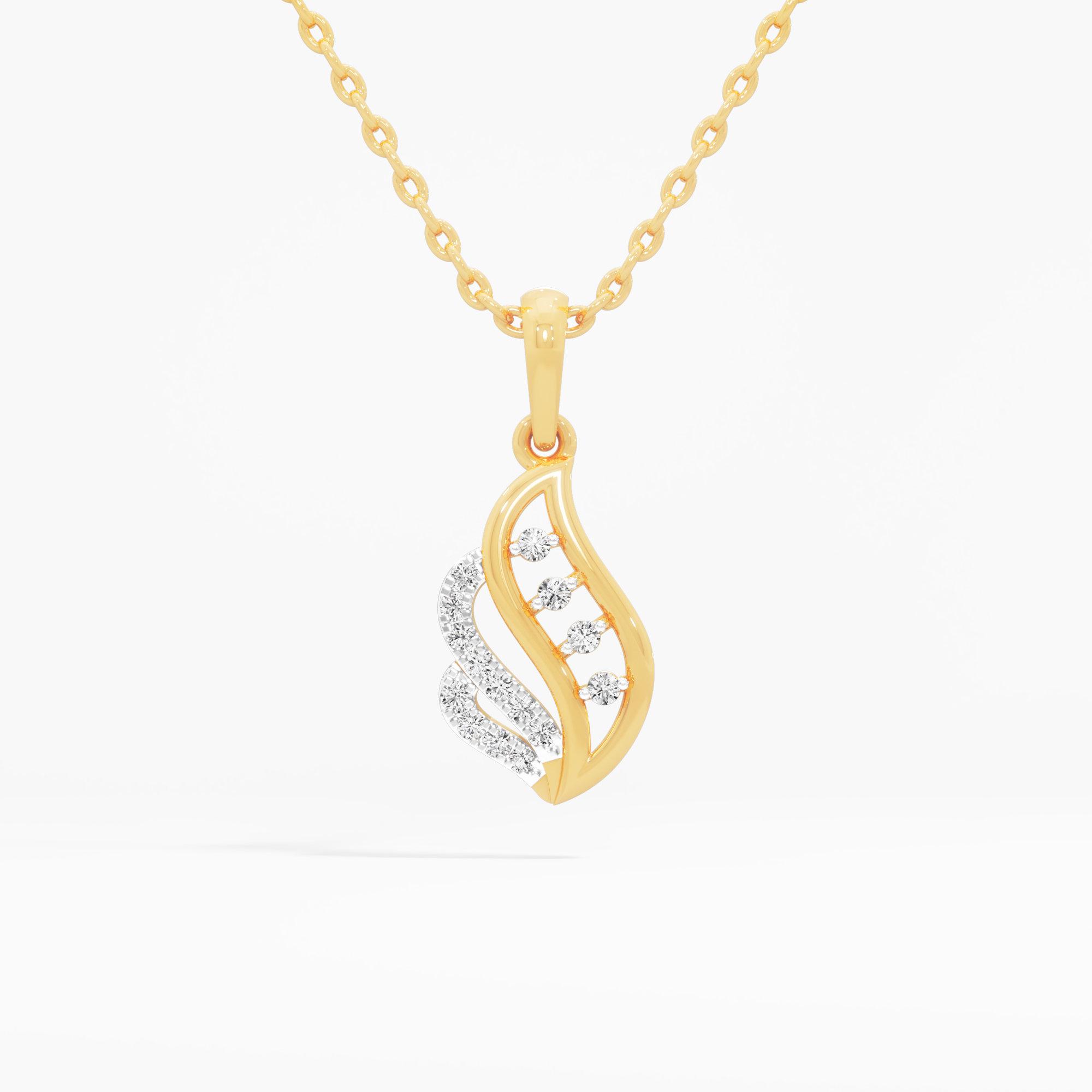 Glimmering Tendril Charms Pendants | Pendant Only in 9KT Yellow Gold (Diamond Quality: EF-VVS VS)