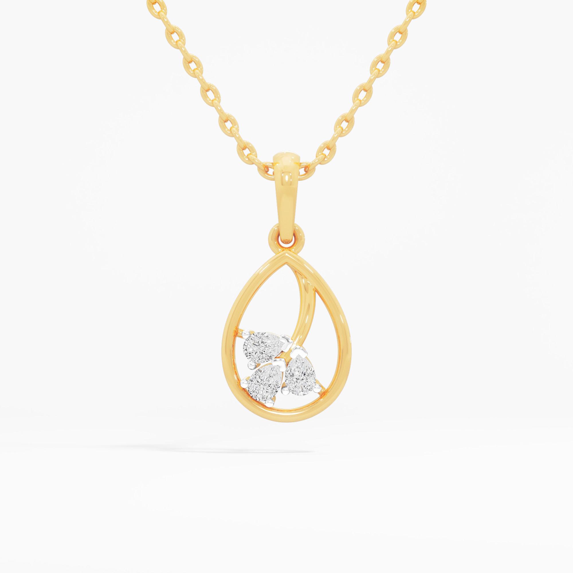 Glimmering Trio Drops Pendants | Pendant Only (Chain Sold Separately) in 9KT Yellow Gold (Diamond Quality: FG-VVS VS)