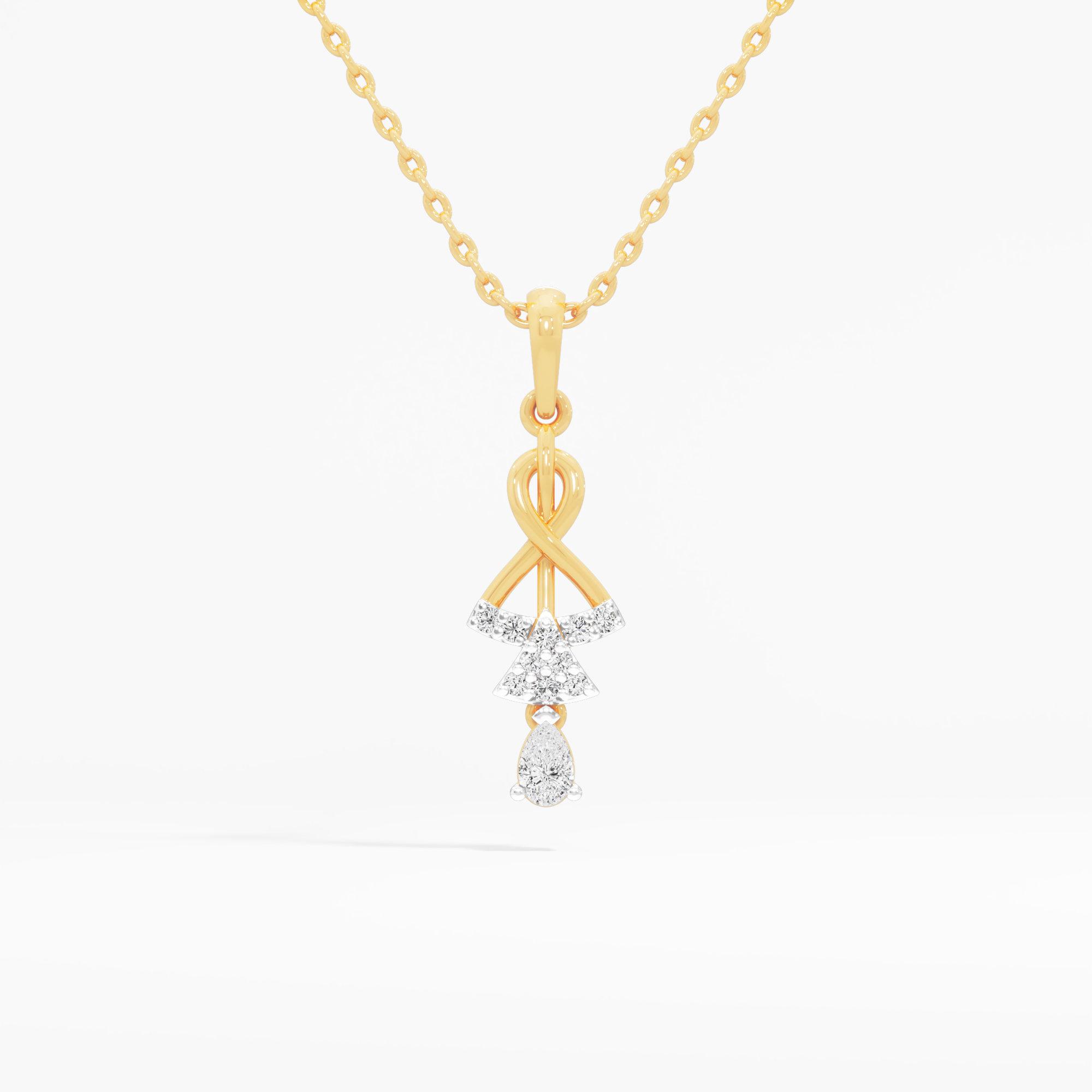 Twisted Dewdrop Drops Pendants | Pendant Only in 9KT Yellow Gold (Diamond Quality: FG-VVS VS)