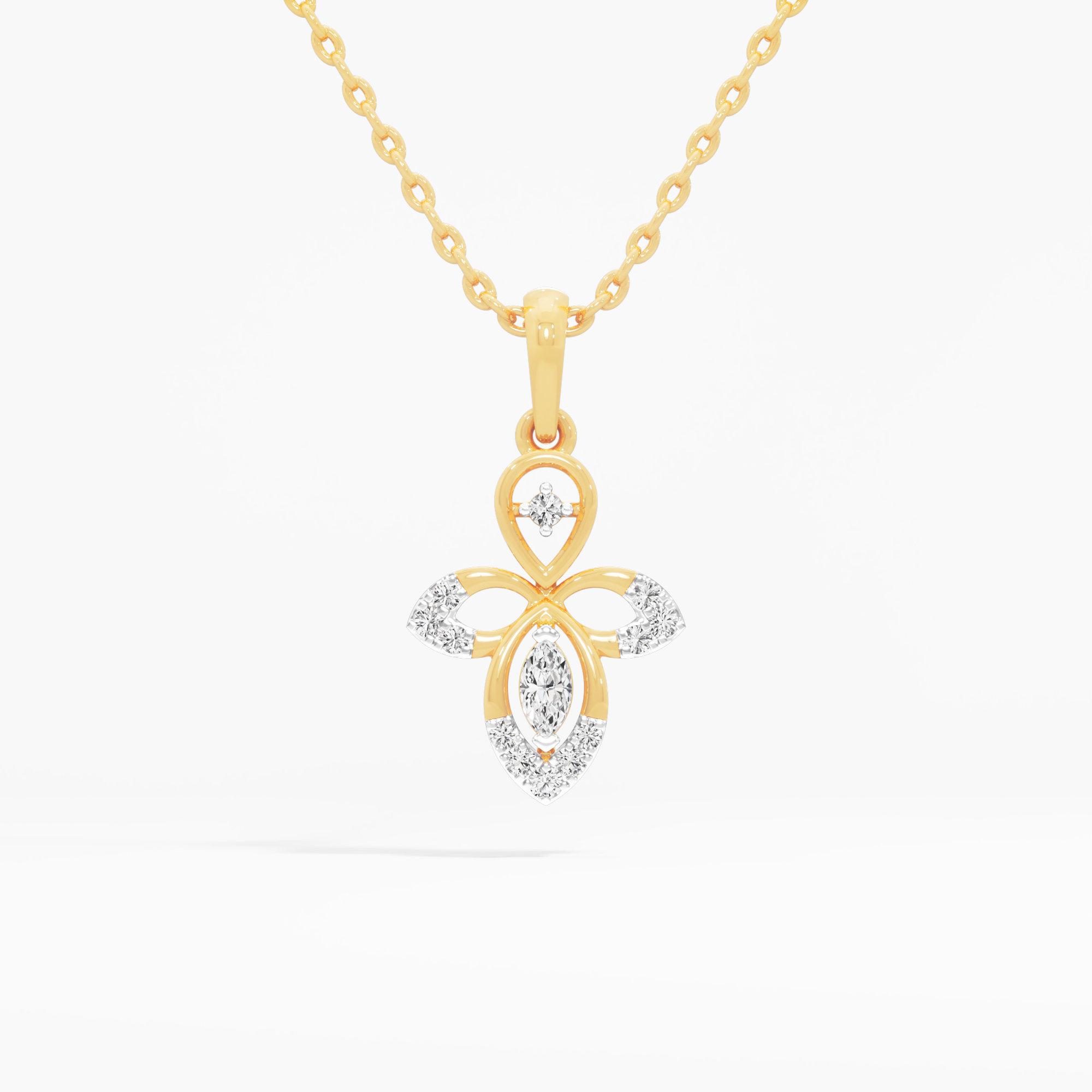 Aqua Petal Charms Pendants | Pendant Only in 9KT Yellow Gold (Diamond Quality: FG-VVS VS)