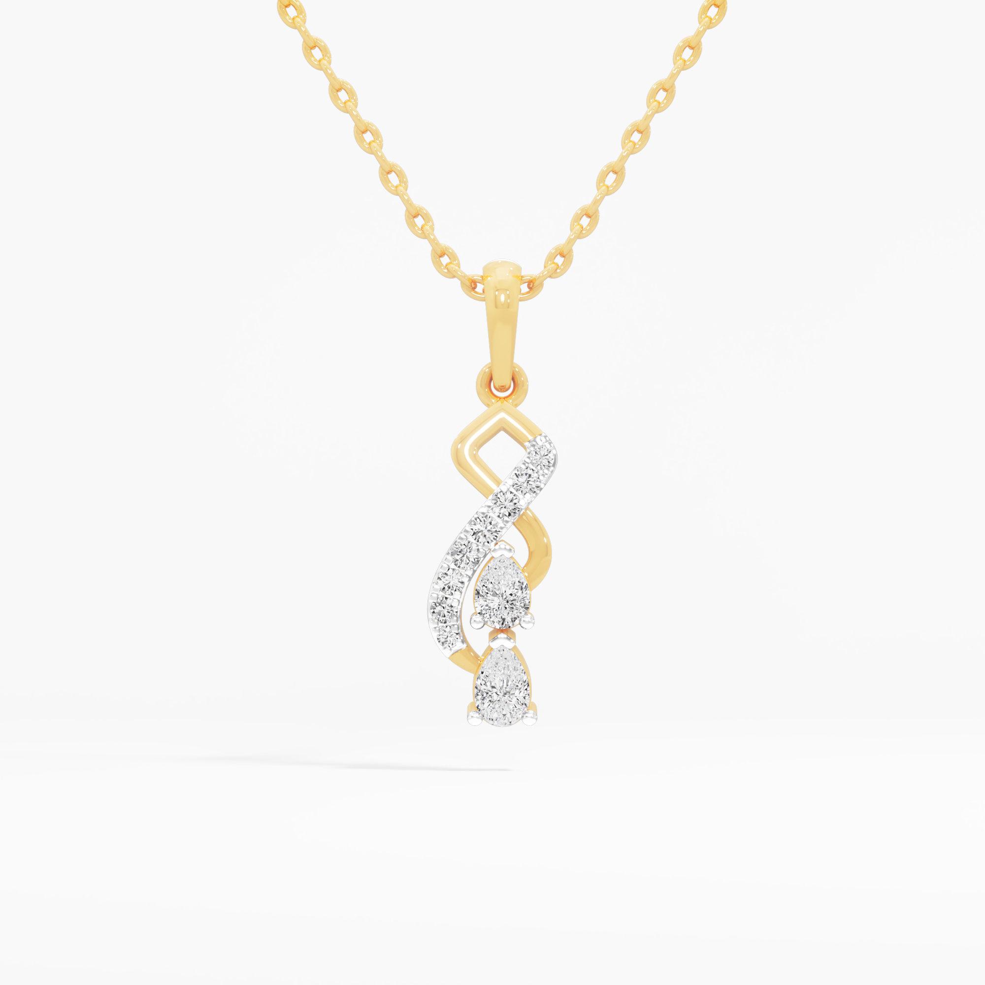 Aqua Ribbon Drops Pendants | Pendant Only in 9KT Yellow Gold (Diamond Quality: FG-VVS VS)