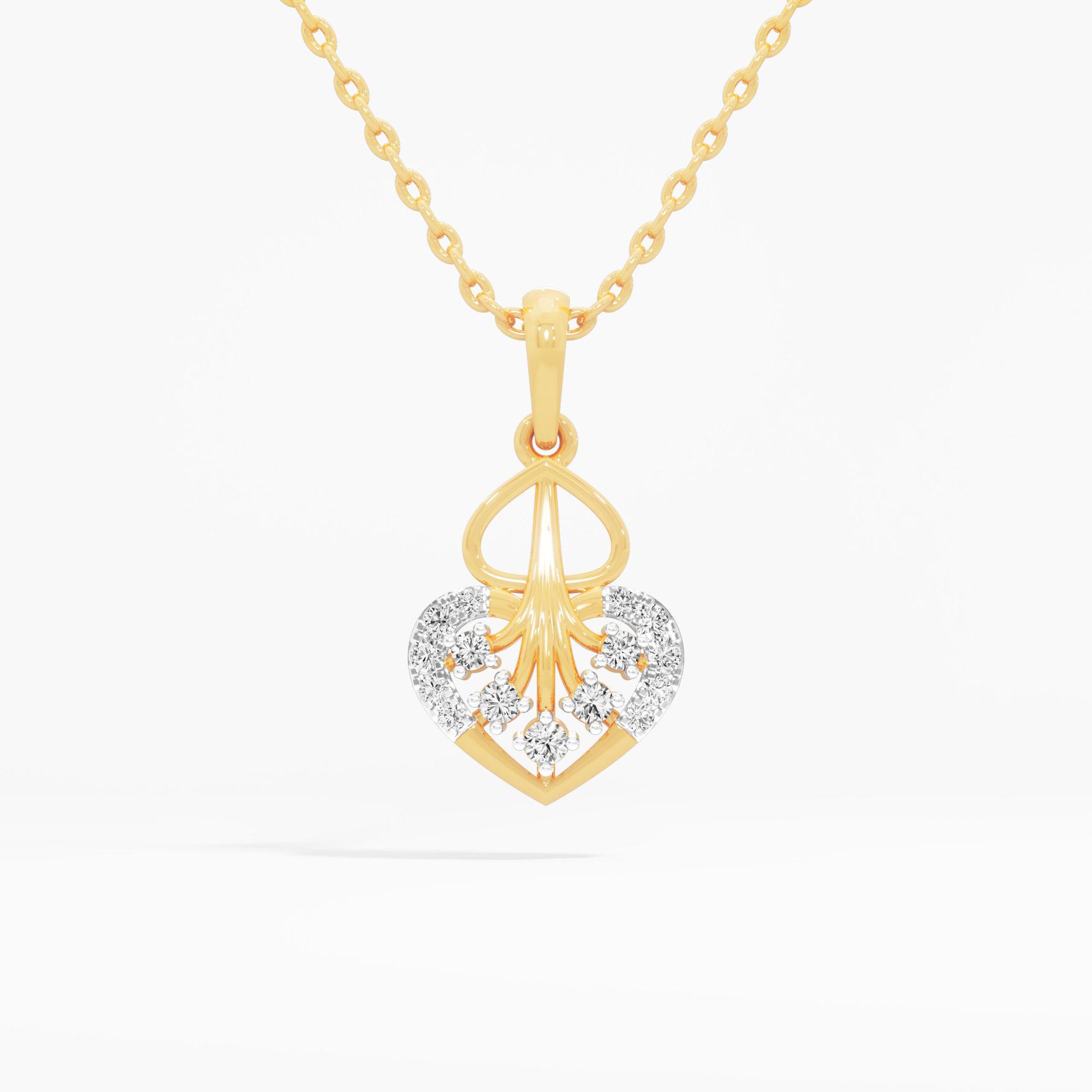 Swirling Heart Charms Pendants | Standalone Pendant in 9KT Yellow Gold (Diamond Quality: EF-VVS VS)