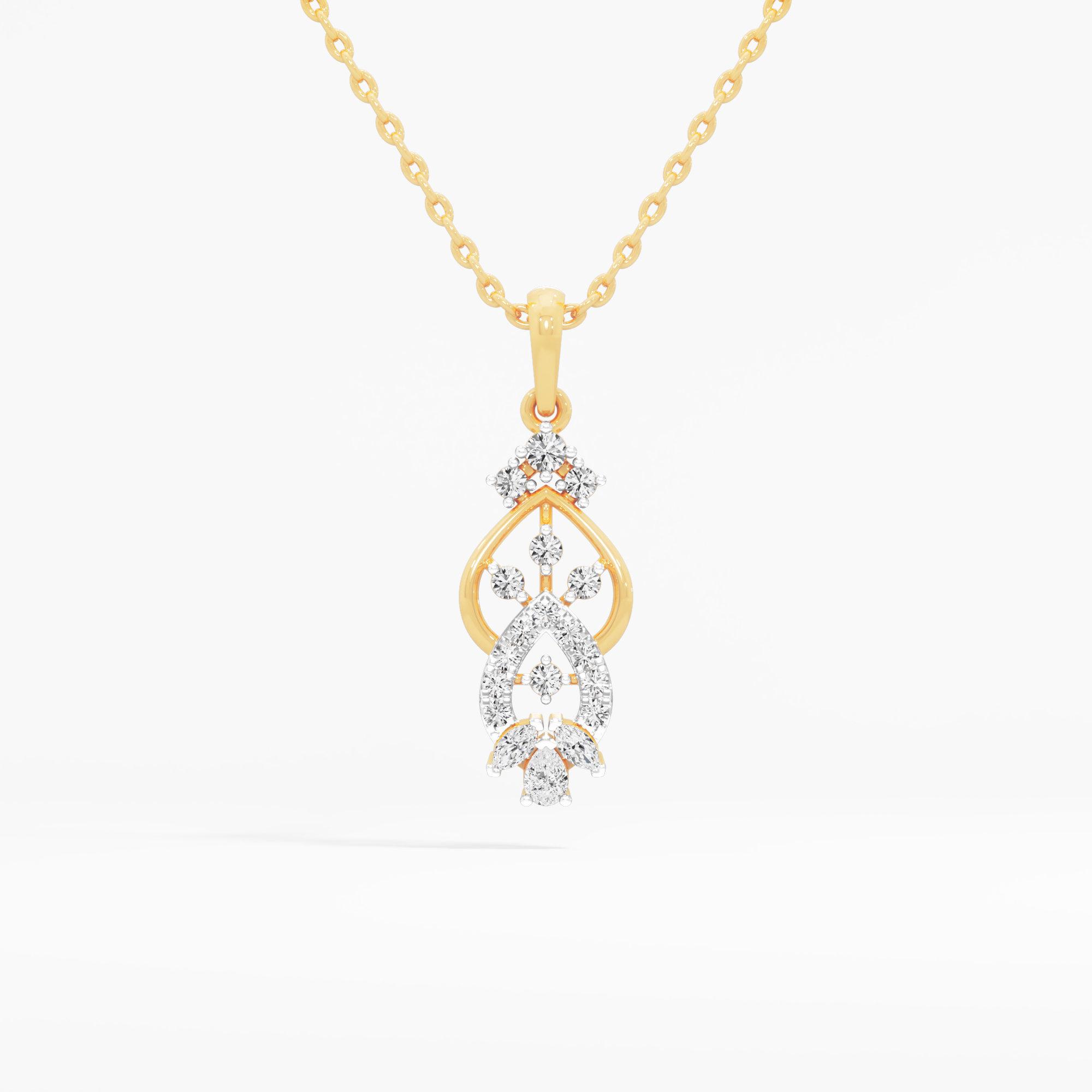 Azure Whisper Drops Pendants | Pendant Only (Chain Sold Separately) in 9KT Yellow Gold (Diamond Quality: FG-VVS VS)