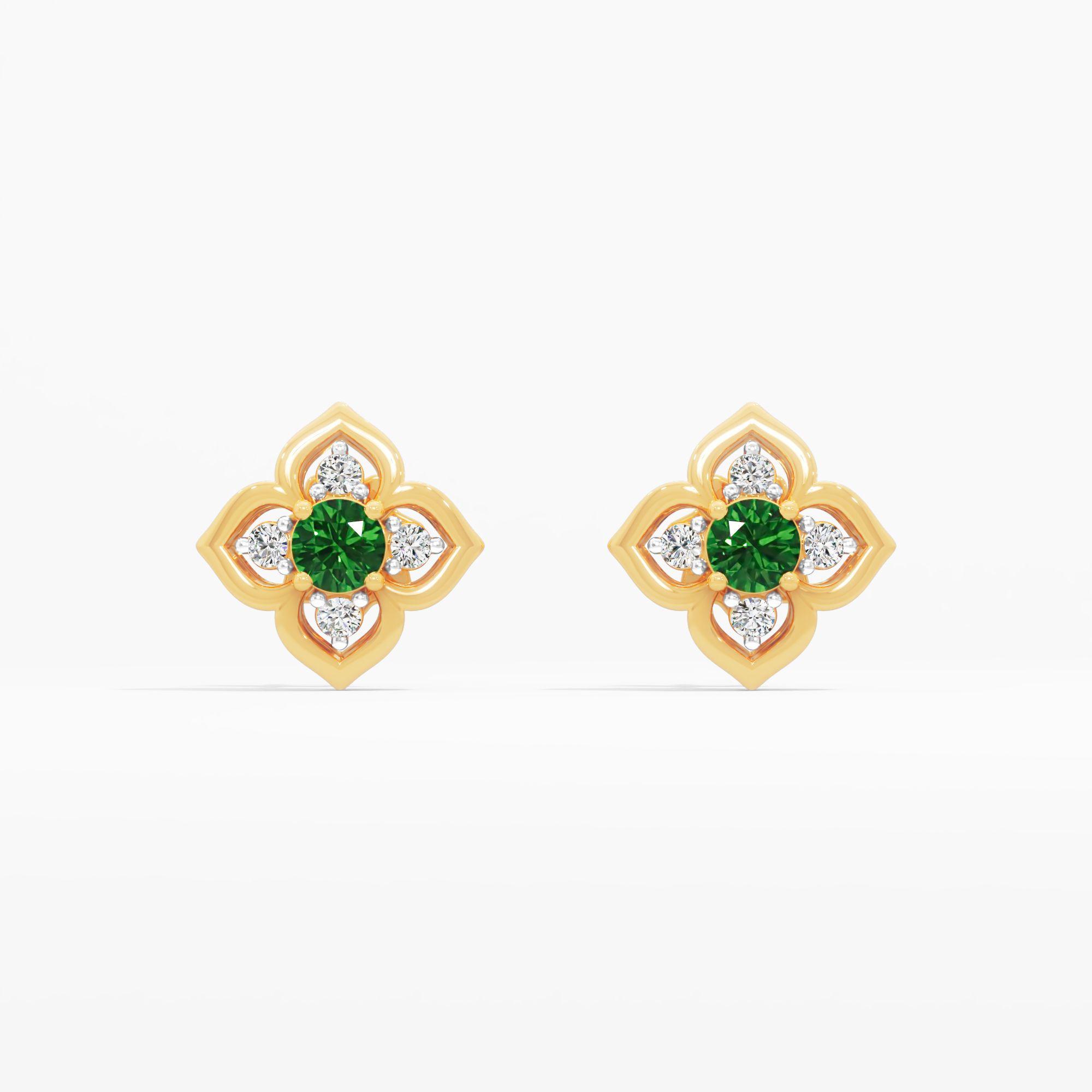 Blooming Petal Emerald Stud Earrings